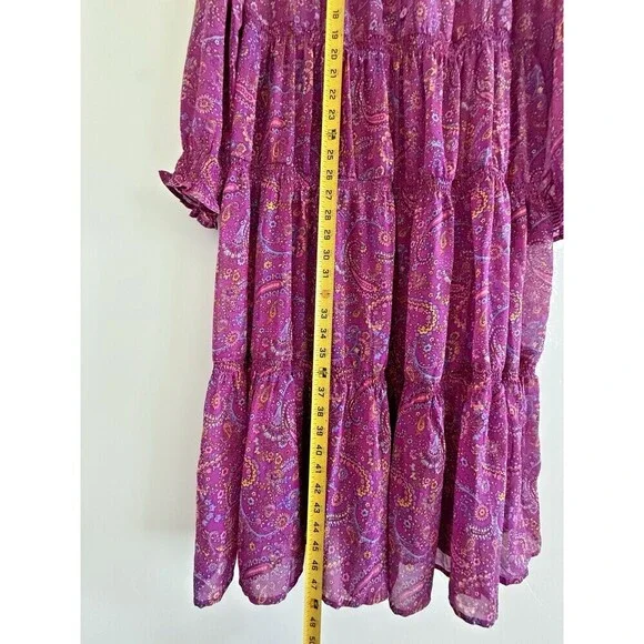 Beach Lunch Lounge Floral Cottagecore Tiered Midi Dress XL long sleeve Coastal - Picture 11 of 11